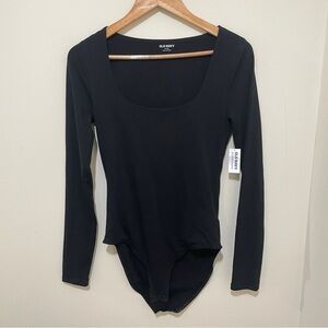 NWT Old Navy Black Long Sleeve Bodysuit, Size M TALL